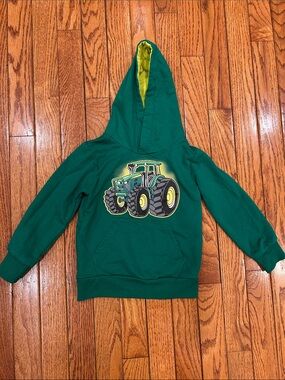 Green Tractor Hooded Sweatshirt for Kids